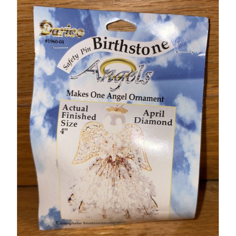Darice Safety Pin Birthstone Angel April 4” Ornament Kit Christmas 2000 NEW